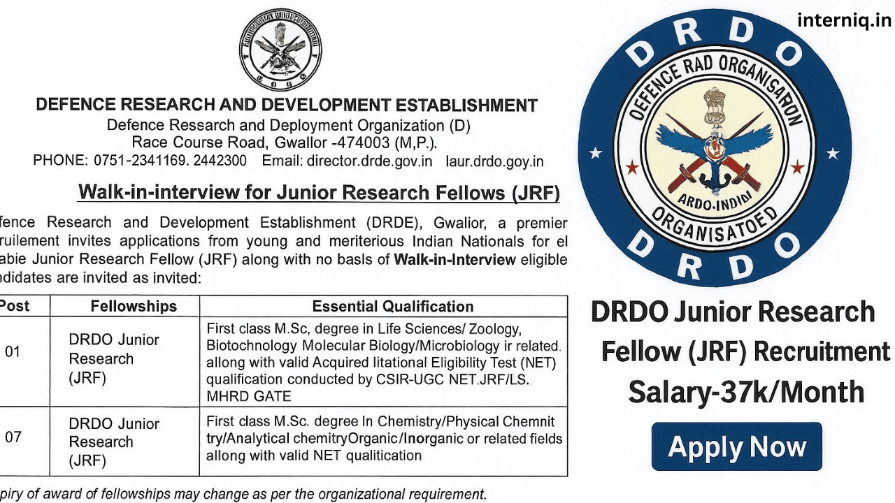 DRDO JRF Recruitment 2025